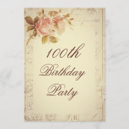 ヴィンテージパリはシックなバラの100th誕生日に消印を押します 招待状