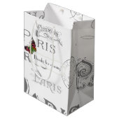 ヴィンテージパリをテーマにした結婚披露宴パーソナライズされた ミディアムペーパーバッグ (正面アングル)