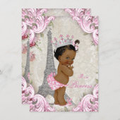 ヴィンテージパリエスニックプリンセスフローラベビーシャワー 招待状 (正面/裏面)