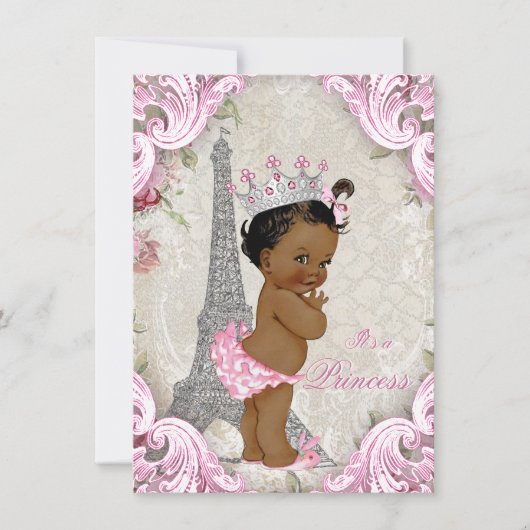 ヴィンテージパリエスニックプリンセスフローラベビーシャワー 招待状 (正面)