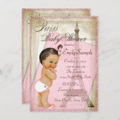 ヴィンテージパリエスニックベビーガールシャワー 招待状 (正面/裏面)