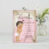 ヴィンテージパリエスニックベビーガールシャワー 招待状 (スタンド正面)