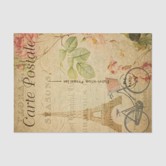 ヴィンテージパリエッフェルタワーと自転車フランスの 薄葉紙 (正面)