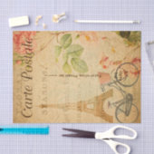 ヴィンテージパリエッフェルタワーと自転車フランスの 薄葉紙 (クラフト)