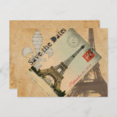 ヴィンテージパリエッフェルタワーはがき日付を保存 案内ポストカード (正面/裏面)