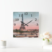 ヴィンテージパリエッフェルタワーアンティークパリジャン スクエア壁時計 (ホーム)