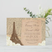 ヴィンテージパリエッフェルタワーエレガントフローラ結婚ズ 招待状 (スタンド正面)