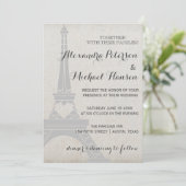 ヴィンテージパリエッフェルタワーオンアンティークグレ結婚イズ 招待状 (スタンド正面)