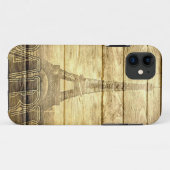 ヴィンテージパリエッフェルタワーオンウッド Case-Mate iPhoneケース (裏面(横))