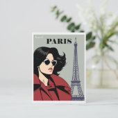 ヴィンテージパリエッフェルタワーシックウーマン ポストカード (スタンド正面)