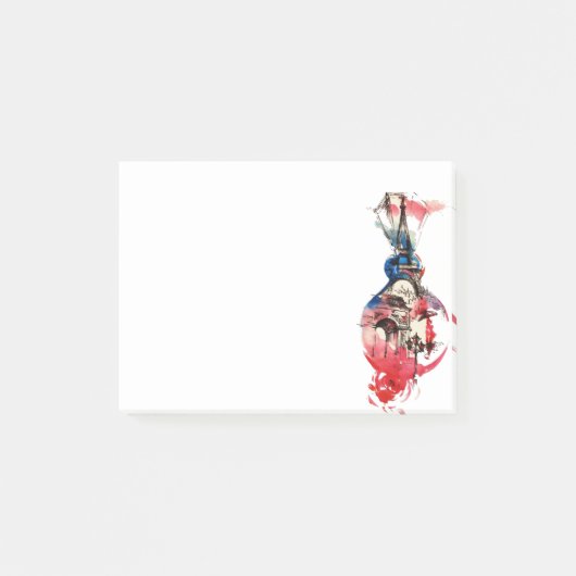 ヴィンテージパリエッフェルタワートラベルラブウォーターカラー ポストイット (正面)