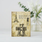 ヴィンテージパリエッフェルタワードレス型枠はがき ポストカード (スタンド正面)