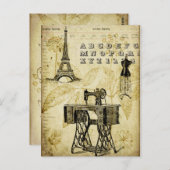 ヴィンテージパリエッフェルタワードレス型枠はがき ポストカード (正面/裏面)