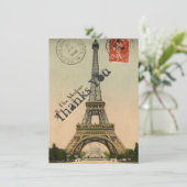 ヴィンテージパリエッフェルタワーパーソナライズされたサンキュー サンキューカード (スタンド正面)