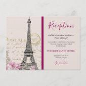 ヴィンテージパリエッフェルタワーピンク結婚の花 エンクロージャーカード (正面)
