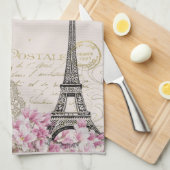 ヴィンテージパリエッフェルタワーフランスの薄紫 キッチンタオル (四つ折り)