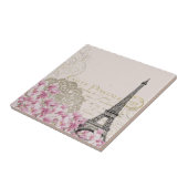 ヴィンテージパリエッフェルタワーフローラアートイラストレーション タイル (側面)