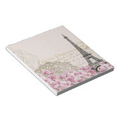 ヴィンテージパリエッフェルタワーフローラアートイラストレーション ノートパッド (アングル)