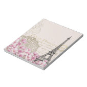 ヴィンテージパリエッフェルタワーフローラアートイラストレーション ノートパッド (回転)