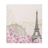 ヴィンテージパリエッフェルタワーフローラアートイラストレーション ノートパッド (正面)