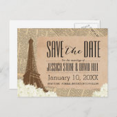 ヴィンテージパリエッフェルタワーフローラ保存日 案内ポストカード (正面/裏面)