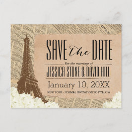 ヴィンテージパリエッフェルタワーフローラ保存日 案内ポストカード