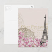 ヴィンテージパリエッフェルタワープリント ポストカード (正面/裏面)