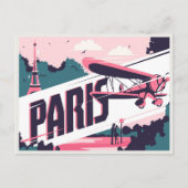 ヴィンテージパリエッフェルタワーラブカップル旅行 ポストカード (正面)