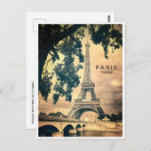 ヴィンテージパリエッフェルタワー建築フランスのポー ポストカード (正面/裏面)