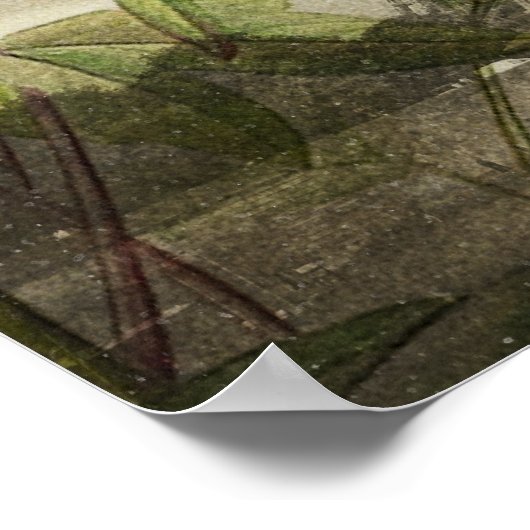 ヴィンテージパリエッフェルタワー牡丹ポスター ポスター (角)