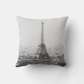 ヴィンテージパリエッフェルタワー白黒写真 クッション (裏面)