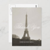 ヴィンテージパリエッフェルタワー結婚ズサンキュー ポストカード (正面/裏面)