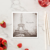 ヴィンテージパリエッフェルタワー&バラシックエレガント スタンダードカクテルナプキン (インサイチュ)