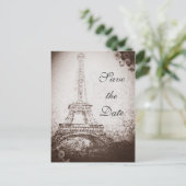 ヴィンテージパリエッフェルタワー&バラ保存日 案内ポストカード (スタンド正面)