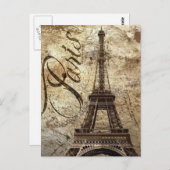 ヴィンテージパリエッフェルタワー ポストカード (正面/裏面)
