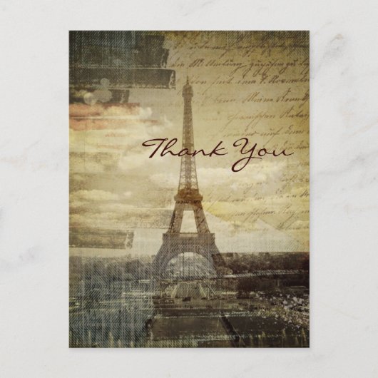 ヴィンテージパリエッフェル結婚タワー感謝していズユー ポストカード (正面)