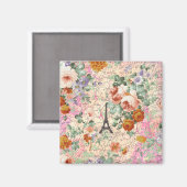 ヴィンテージパリエレガントーエッフェルタワーかわいいバラ マグネット (正面/裏面)