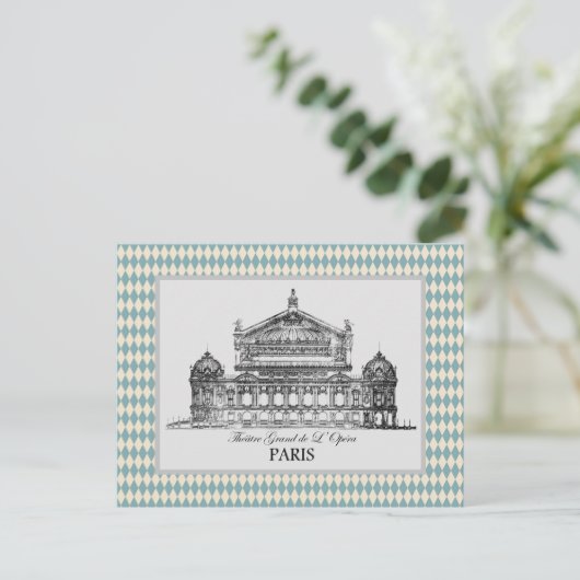 ヴィンテージパリオペライラストレーションハーレキン ポストカード (スタンド正面)