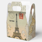 ヴィンテージパリコラージュエッフェルタワーパーソナライズされた フェイバーボックス (オープン)