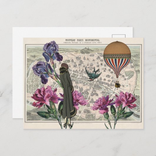 ヴィンテージパリコラージュ葉書 ポストカード (正面/裏面)