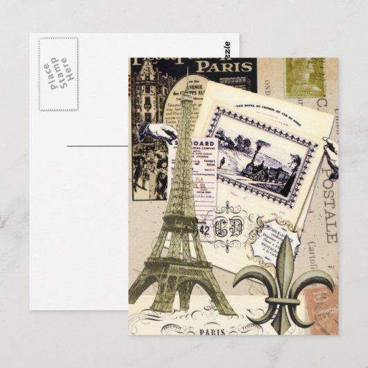 ヴィンテージパリコラージュ…ポストカード ポストカード (正面/裏面)
