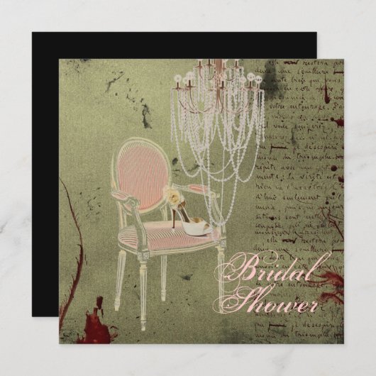 ヴィンテージパリシックなブライダルシャワー招待 招待状 (正面/裏面)