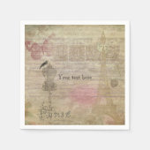 ヴィンテージパリシック誕生日パーティーズナ結婚プキンス スタンダードカクテルナプキン (正面)