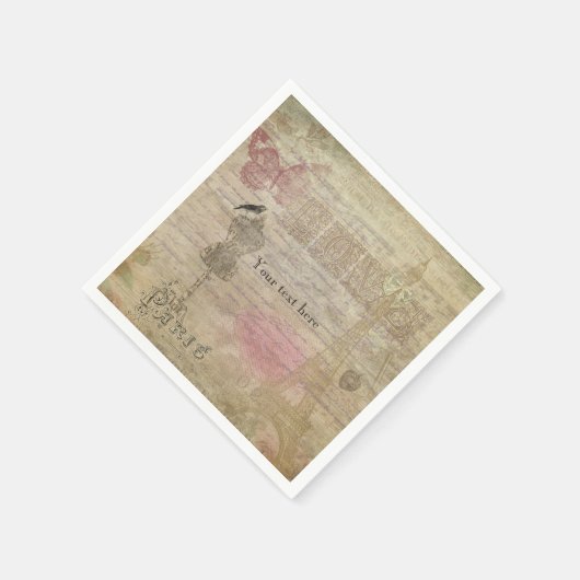 ヴィンテージパリシック誕生日パーティーズナ結婚プキンス スタンダードカクテルナプキン (角)