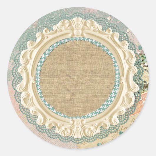 ヴィンテージパリシャビーシックフランスのフレームブティック ラウンドシール (正面)
