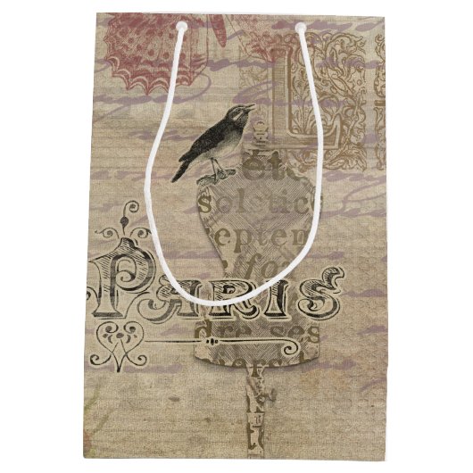 ヴィンテージパリシャビーシ結婚ック抱き枕 ミディアムペーパーバッグ (裏面)