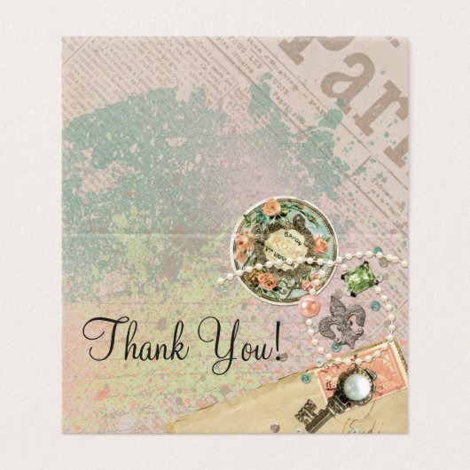 ヴィンテージパリシャビーフランスのジュエリーサンキューカード (外部フラット)