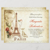 ヴィンテージパリシャビーブライダルシャワー招待状 招待状 (正面/裏面)