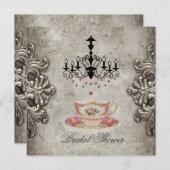 ヴィンテージパリシャンデリアブライダルティーパーティー 招待状 (正面/裏面)