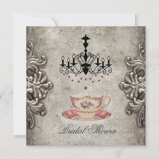 ヴィンテージパリシャンデリアブライダルティーパーティー 招待状 (正面)